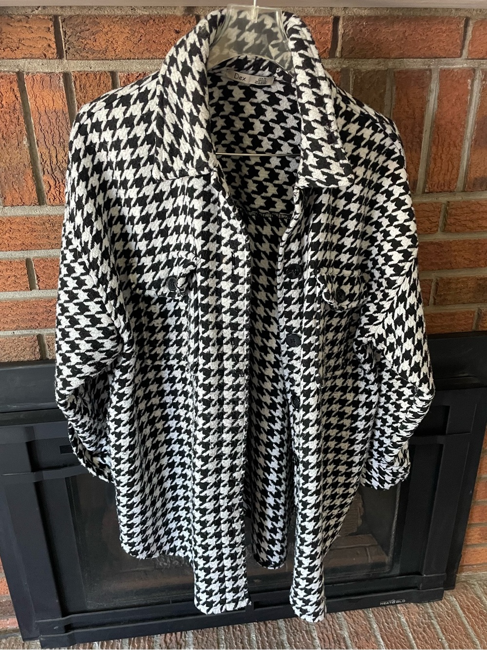 Dex Houndstooth Shacket - Black & White